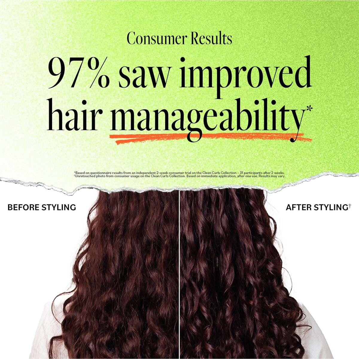 Derma E Ramos in-shower application on wet curls demonstrating gentle cleansing benefit