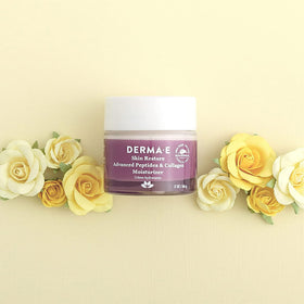 Derma E 2oz size comparison showing compact travel-friendly benefit