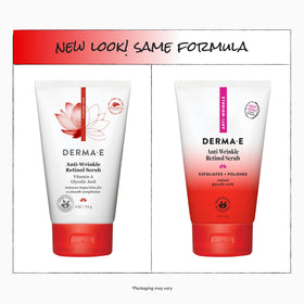 Derma E scrub applied to hand demonstrating creamy exfoliation and spreadability
