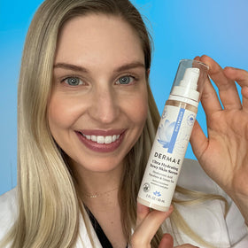 Derma E arranged ingredients with squalane and hyaluronic acid for clean formulation
