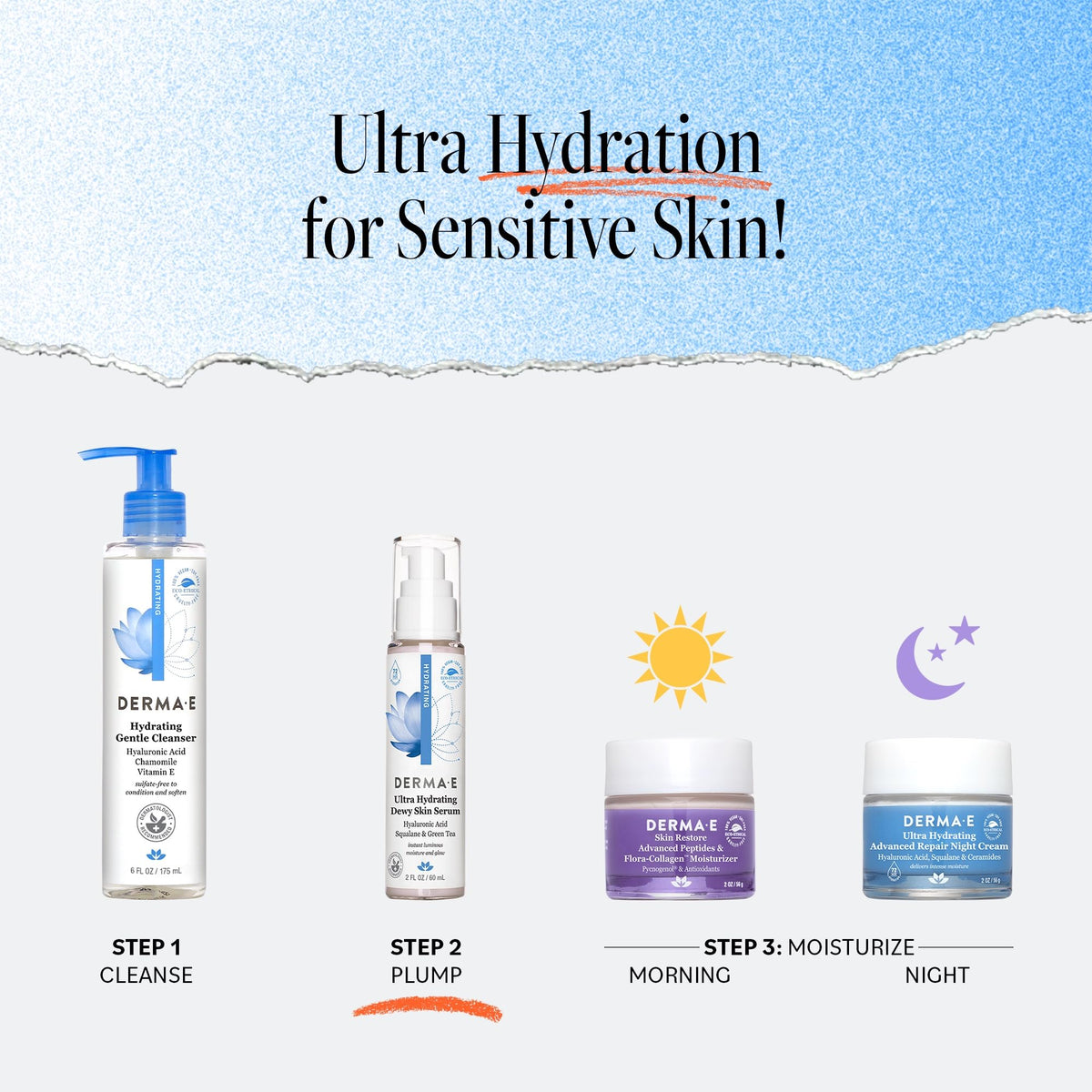 Derma E bottle next to common object for scale conveying 2 fl oz size