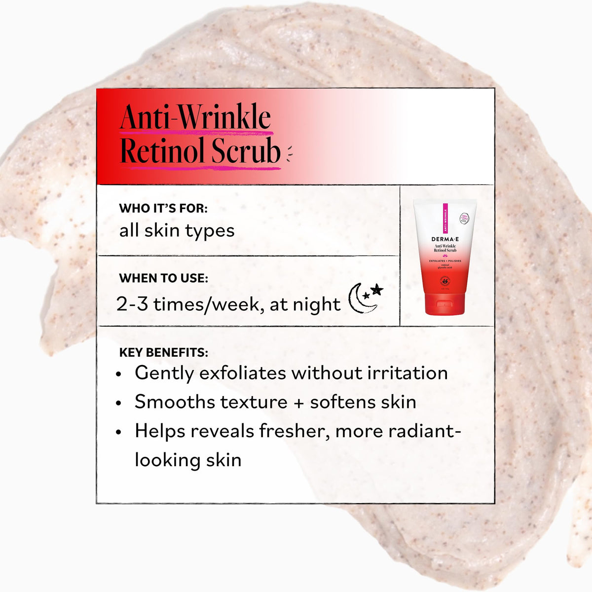 Derma E tube label showing ingredient list and clean-beauty claims