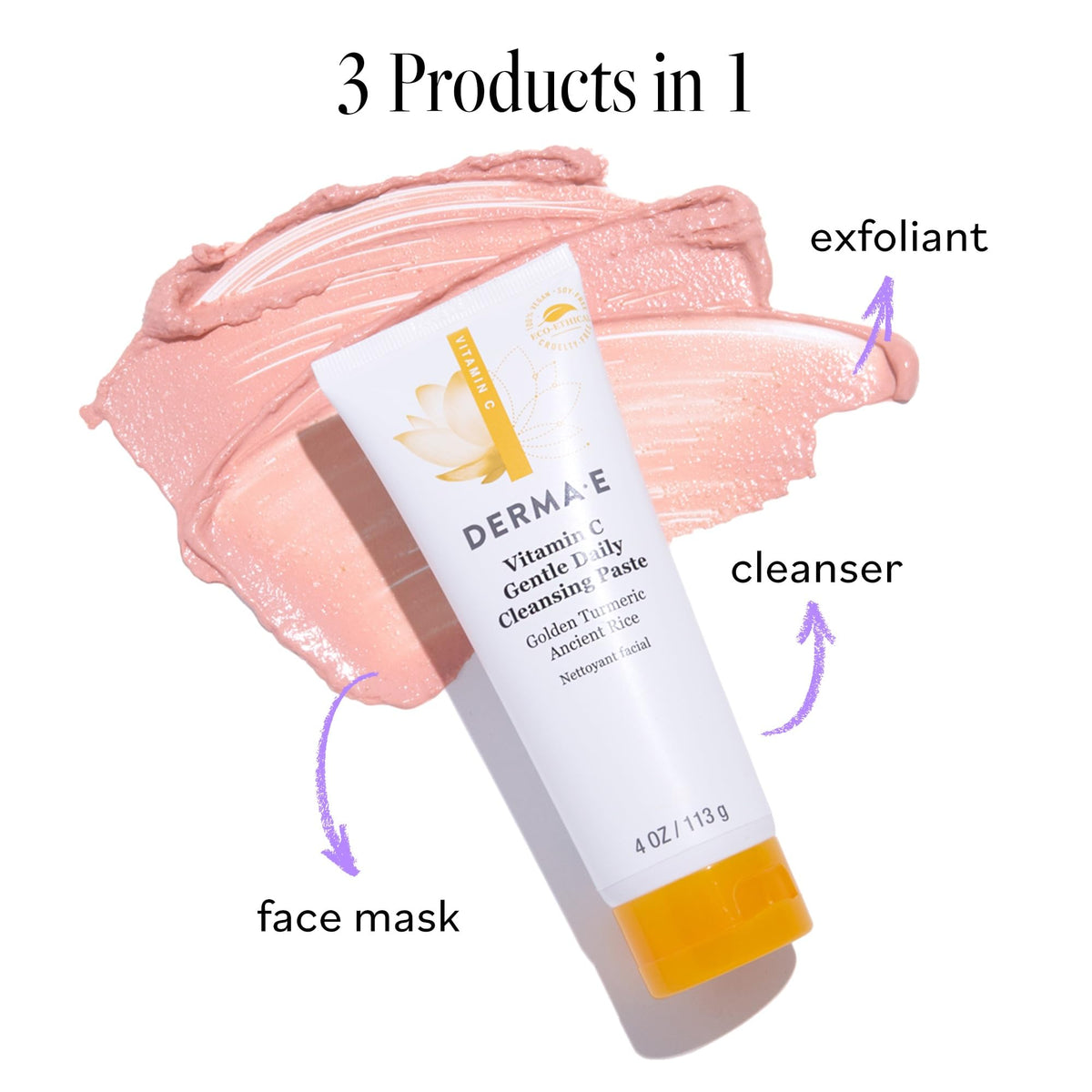 Derma E turmeric ingredient visual highlighting natural brightening benefit