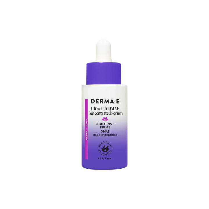 DERMA E front packaging showing serum bottle and brand benefit
