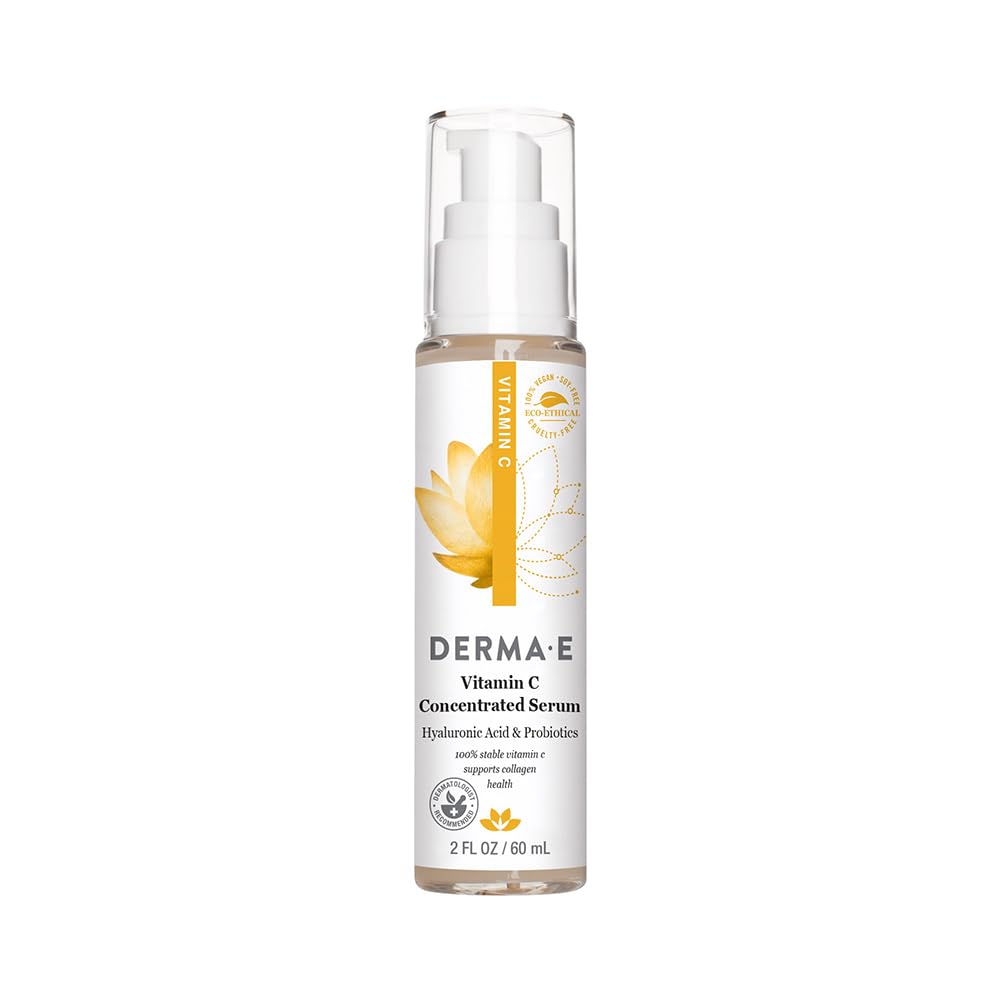 Derma E front bottle showing label and compact 2 oz size for daily use