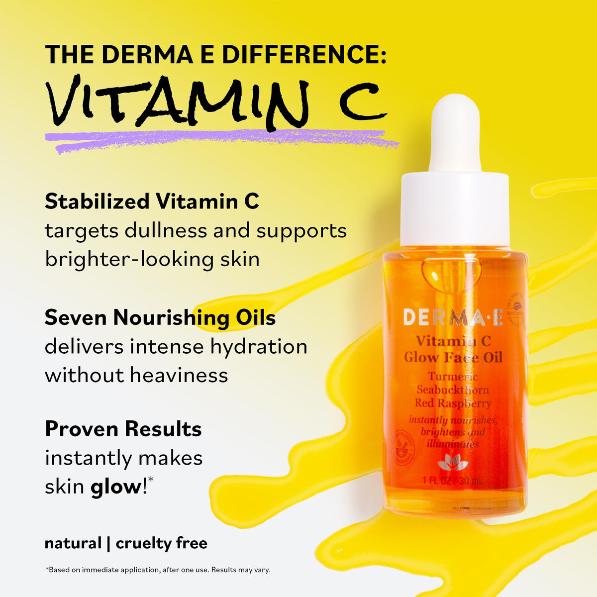 Derma E packaging detail with sustainable materials and clean-beauty claim