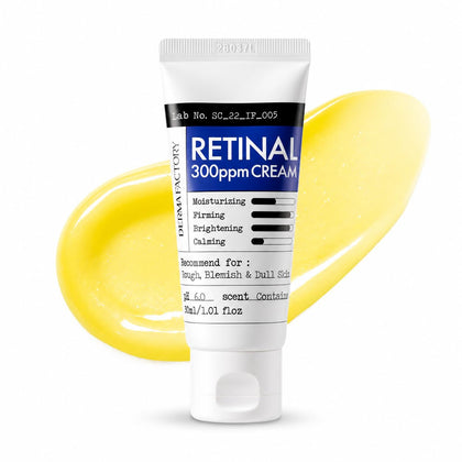 DERMA FACTORY front packaging showing cream jar and clean design benefit clarity