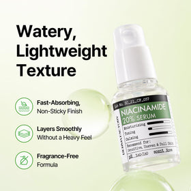 DERMA FACTORY bottle next to credit card showing 1.01 fl oz scale