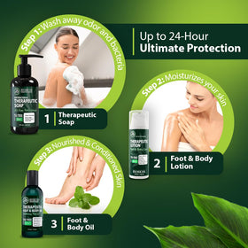 Derma-Nu pump in shower demonstrating easy dispensing and convenience benefit