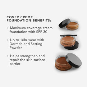 Dermablend application with spatula closeup demonstrating hygienic product pickup