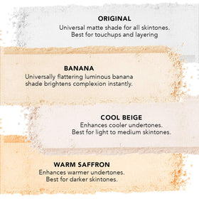 Dermablend banana powder swatch on skin showing brightening effect and natural warmth