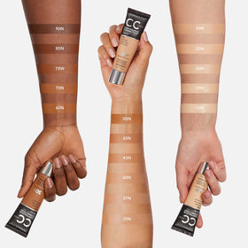 Dermablend applied on model showing even skin tone benefit