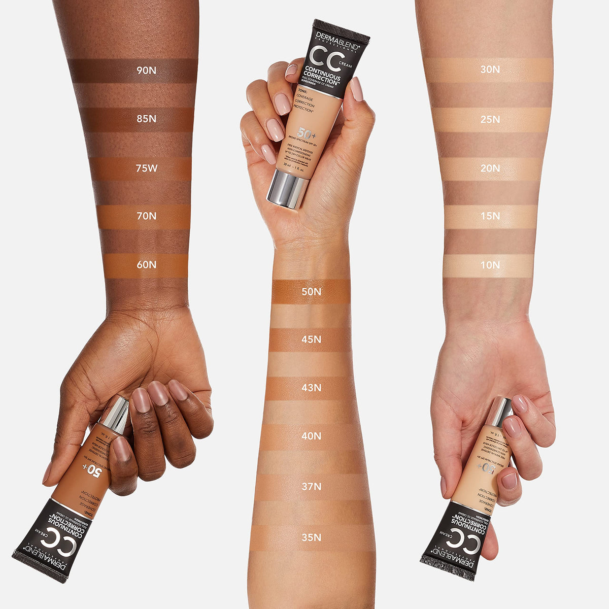 Dermablend arm swatch demonstrating even tone and natural finish benefit