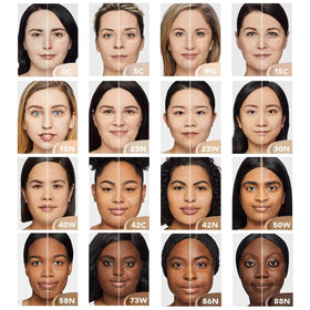 Side-by-side before and after with Dermablend concealer showing reduced dark circles and spots