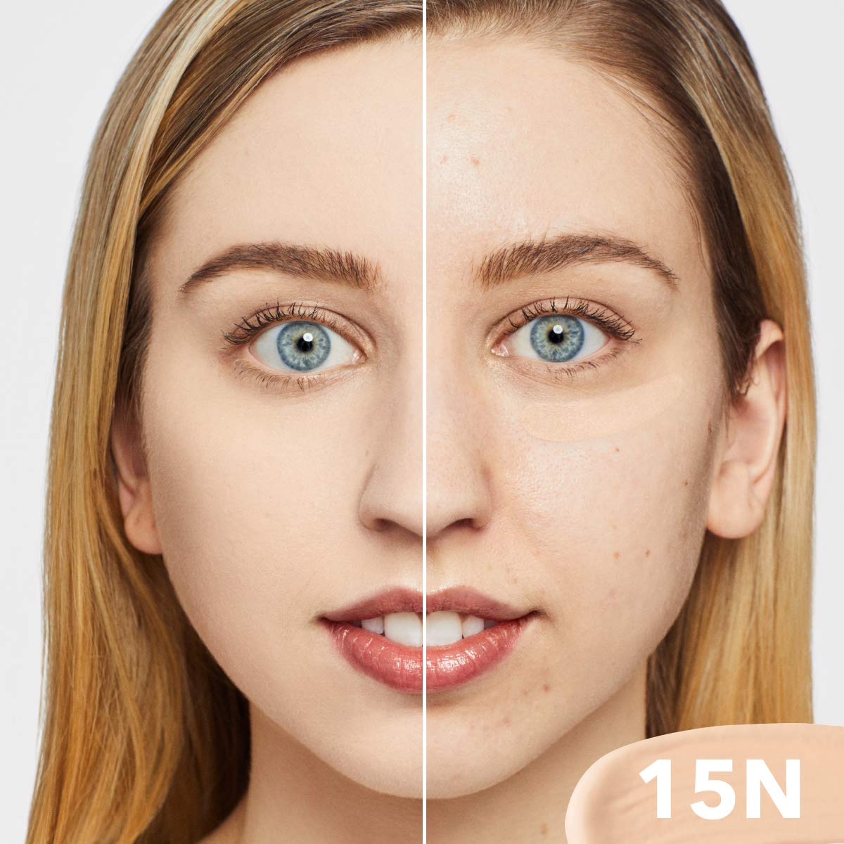 Dermablend before and after under-eye concealment showing natural coverage