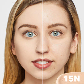 Dermablend before and after under-eye concealment showing natural coverage
