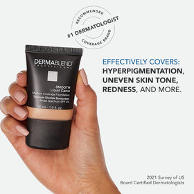 Dermablend label detail highlighting SPF 25 and fragrance-free benefits