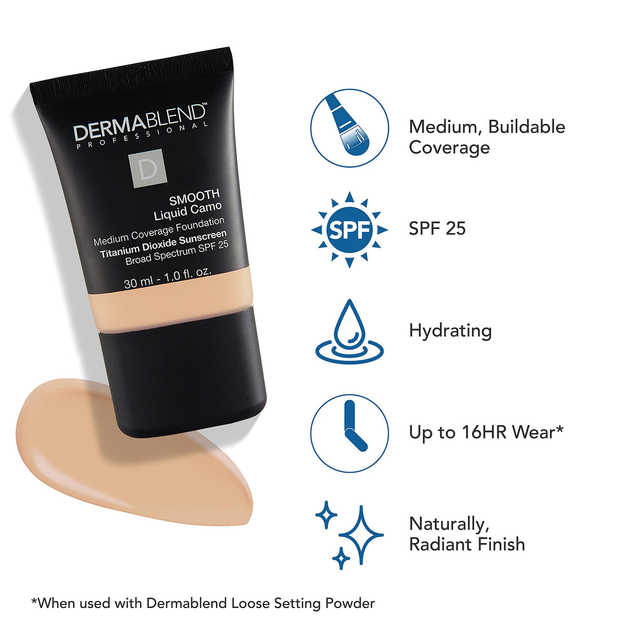 Dermablend creamy texture swatch demonstrating blendability and hydration
