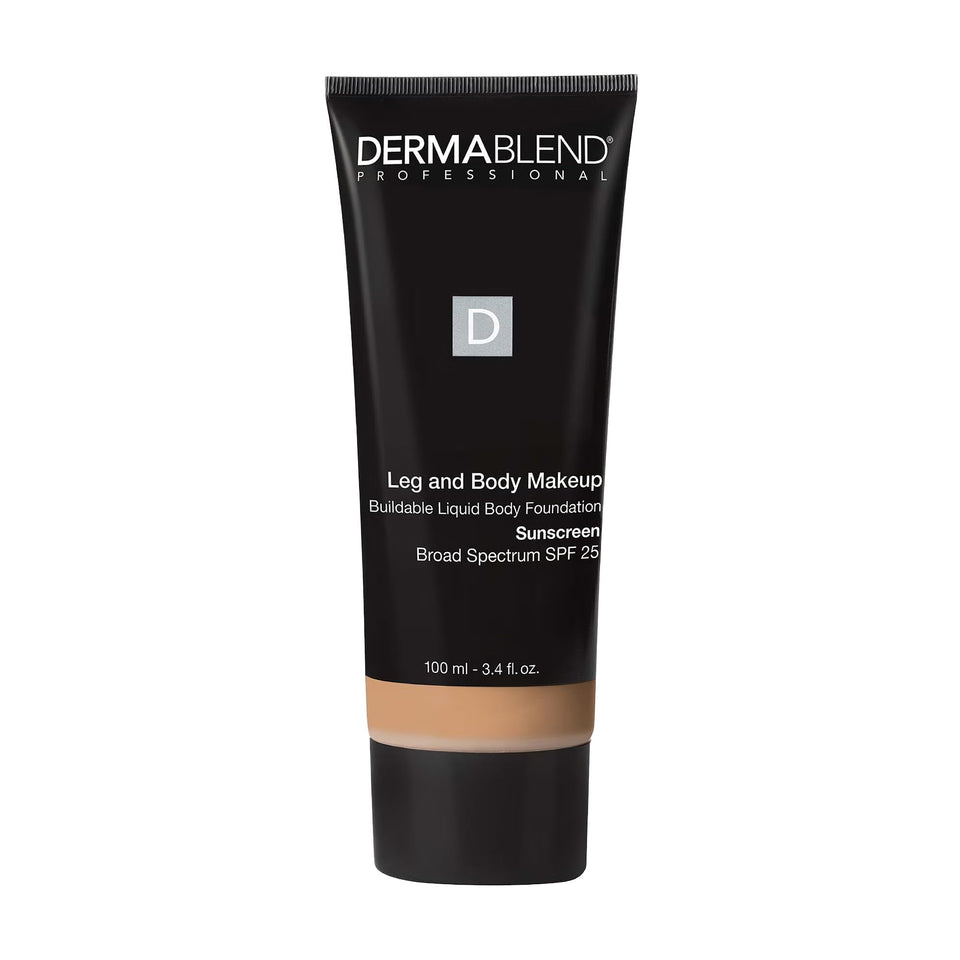 Dermablend front packaging of Leg and Body Makeup shows shade 25W Light Sand for natural coverage
