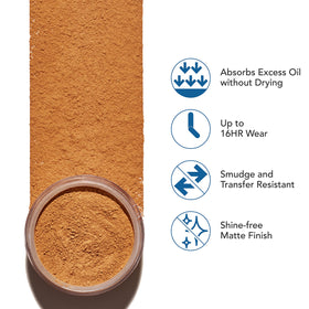 Dermablend powder open sifter detail illustrating controlled dispensing benefit