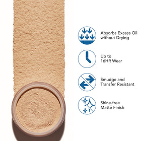 Dermablend open sifter top view revealing fine powder and easy dispensing benefit