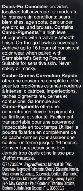 Dermablend open stick tip at an angle showing product shape for accurate application
