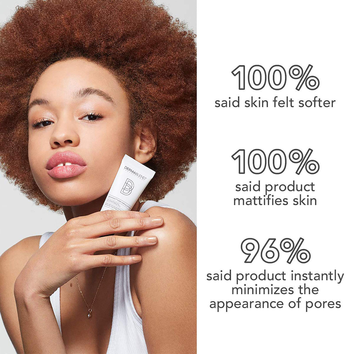 Dermablend gel being dispensed to fingertip showing controlled application benefit
