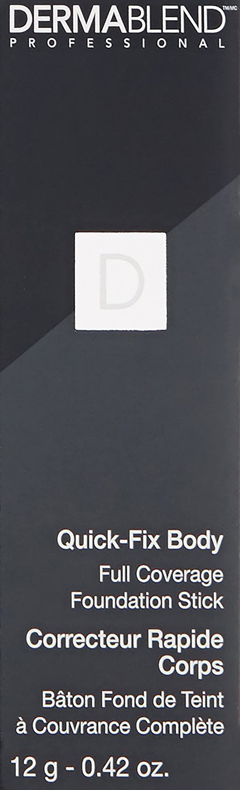 Dermablend Quick-Fix product label close-up showing shade and ingredient clarity