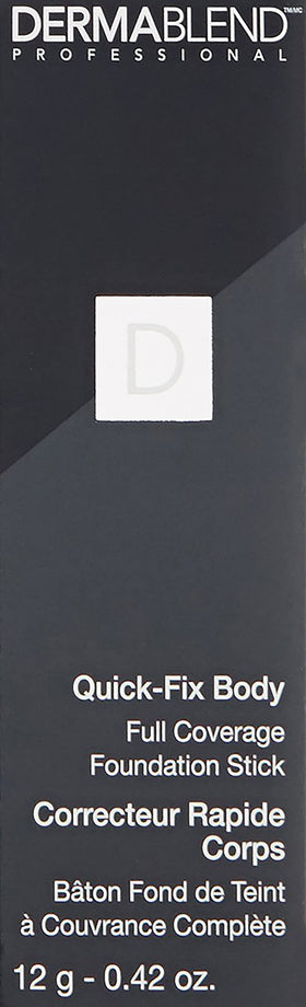 Dermablend Quick-Fix product label close-up showing shade and ingredient clarity