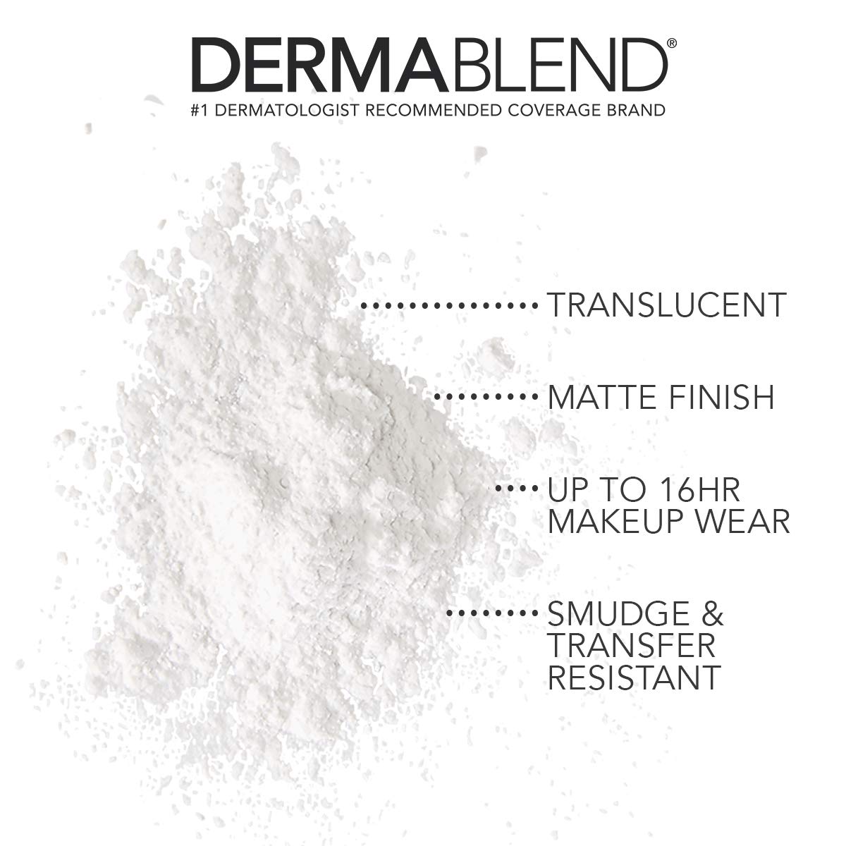 Dermablend close-up of powder texture highlighting fine micronized particles for smooth finish