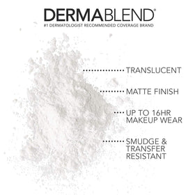 Dermablend close-up of powder texture highlighting fine micronized particles for smooth finish