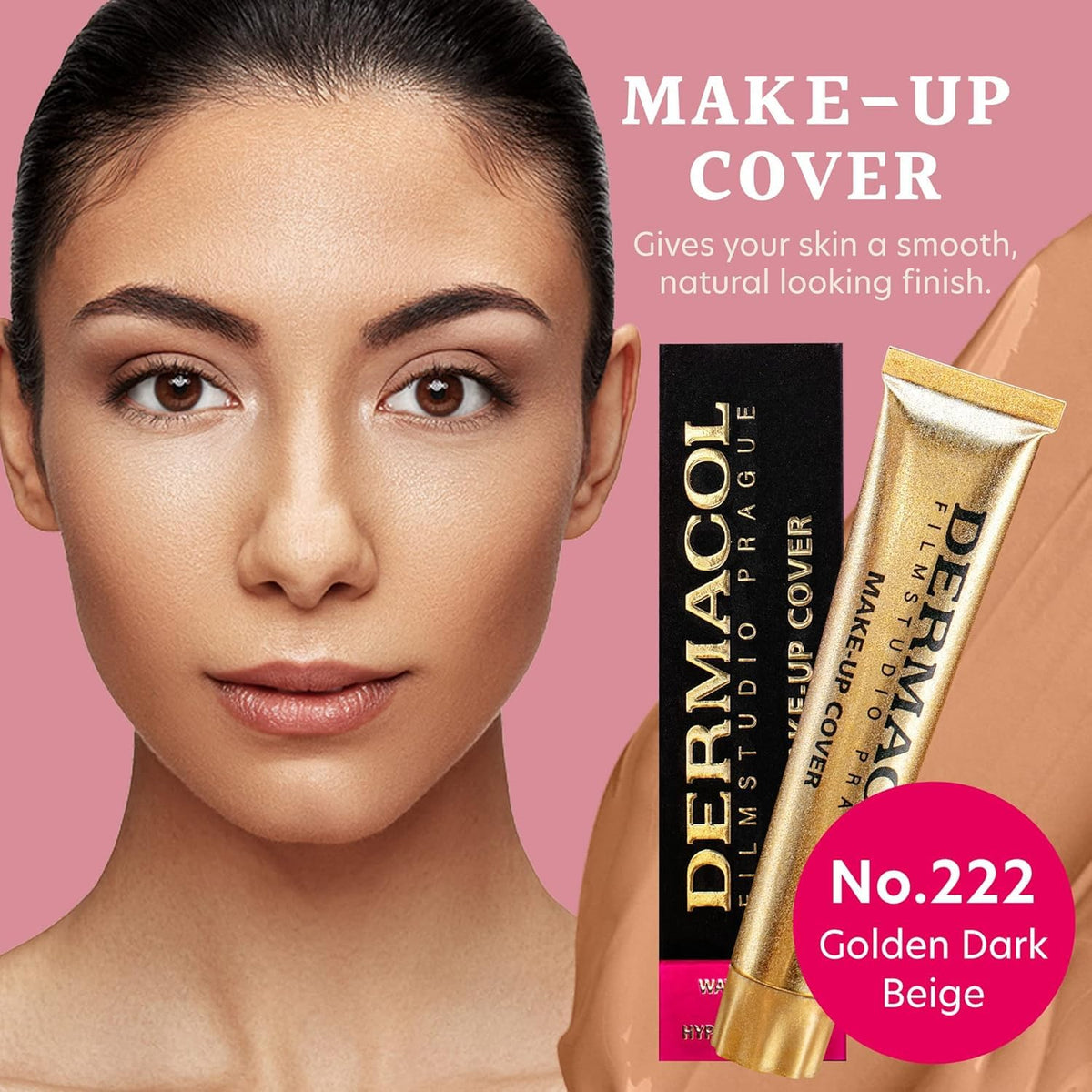 Dermacol foundation brushed on skin demonstrating even application benefit