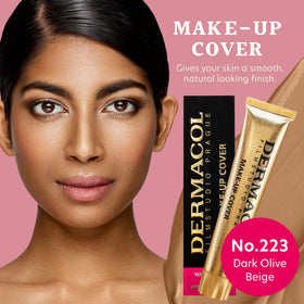 Dermacol being blended with a sponge demonstrating buildable coverage benefit