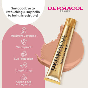 Dermacol before and after coverage illustrating concealment of blemishes