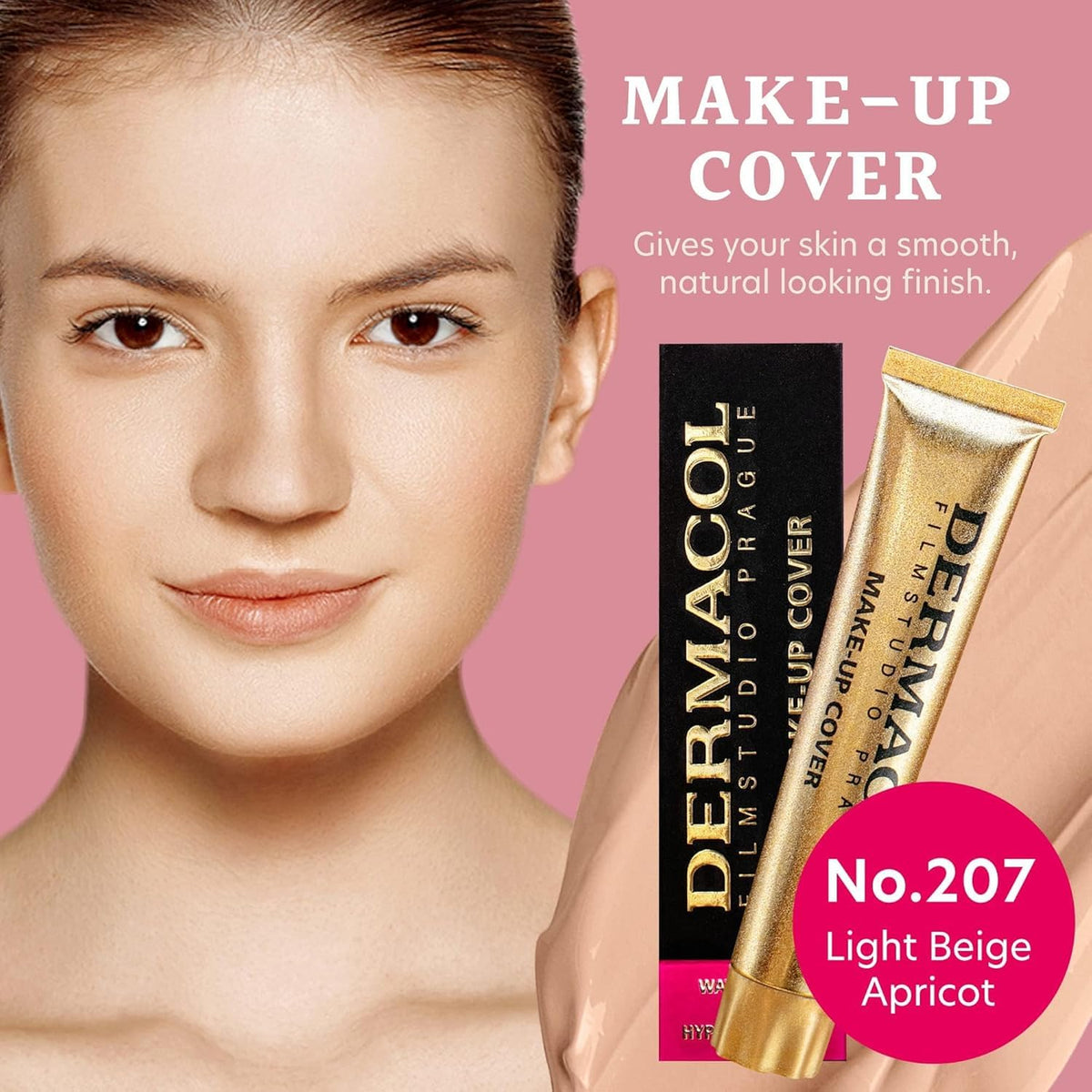 Dermacol before and after coverage comparison demonstrating concealing power benefit