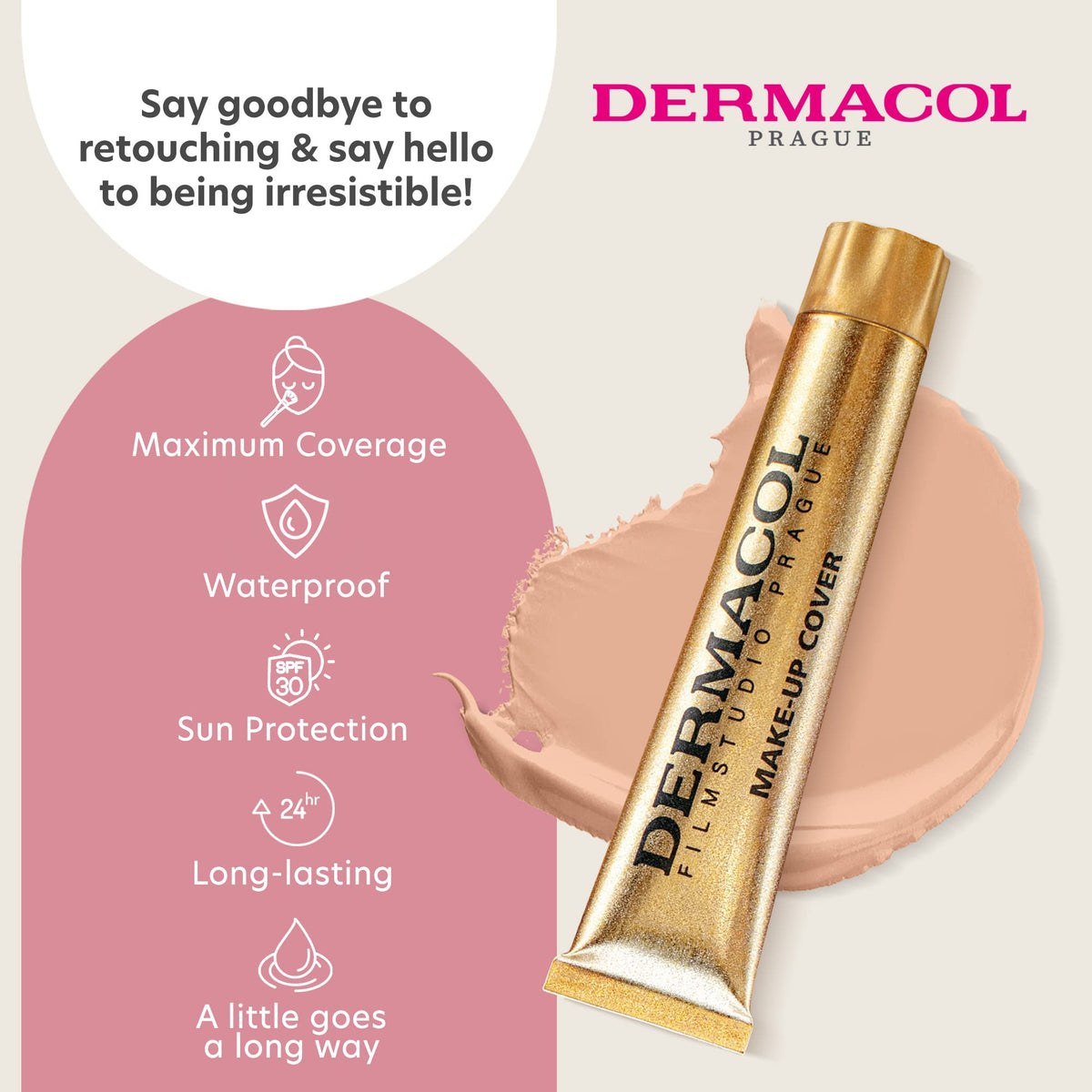 Dermacol drop with SPF label highlighting SPF 30 protection benefit