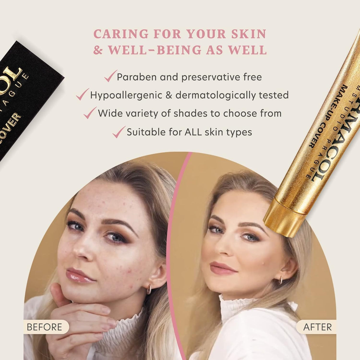Dermacol on model daytime look showing even complexion and confident wear benefit
