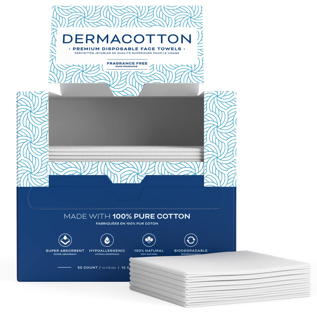 DERMACOTTON biodegradable label and cotton content showing eco benefit