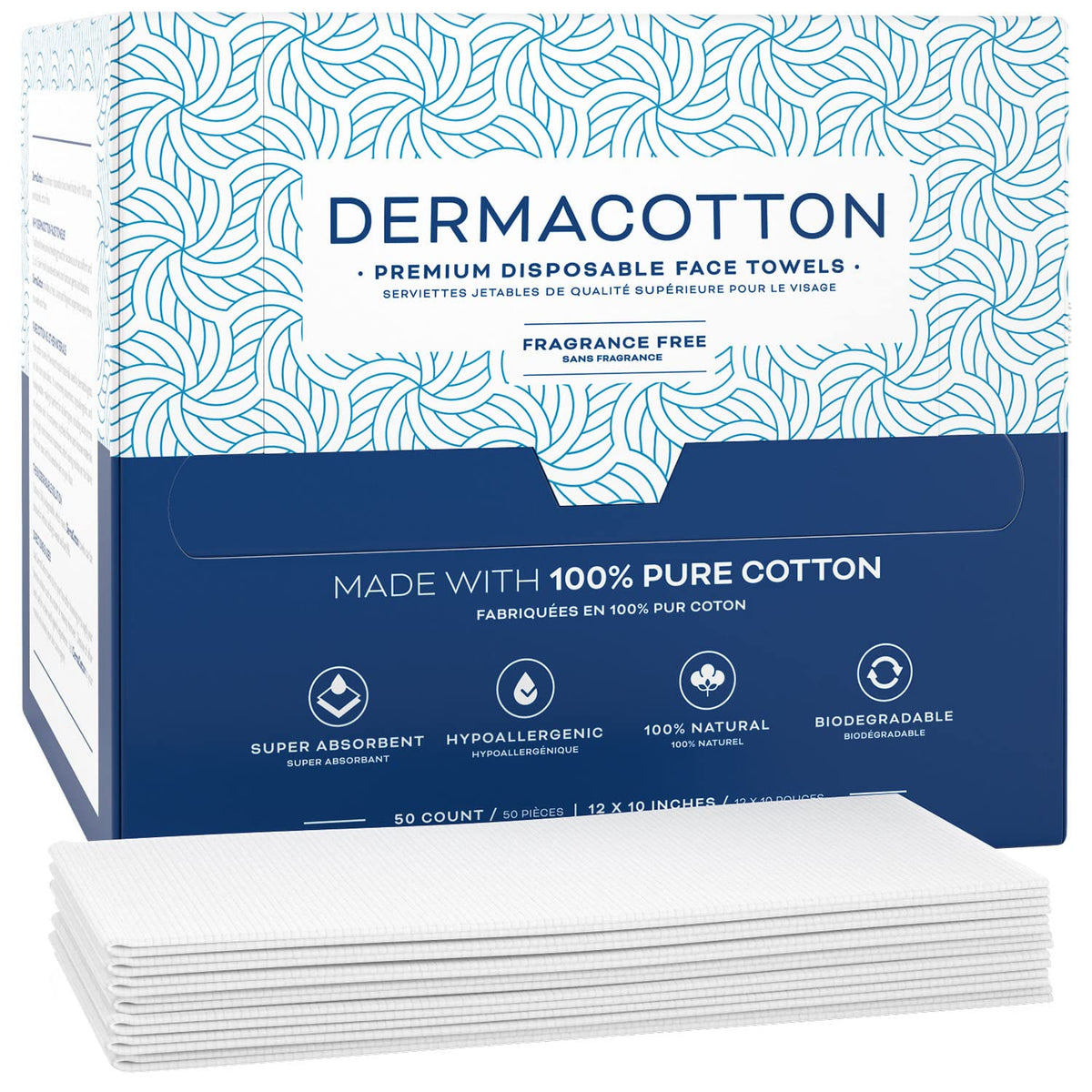 DERMACOTTON front packaging showing 100-count pack and benefit hygiene