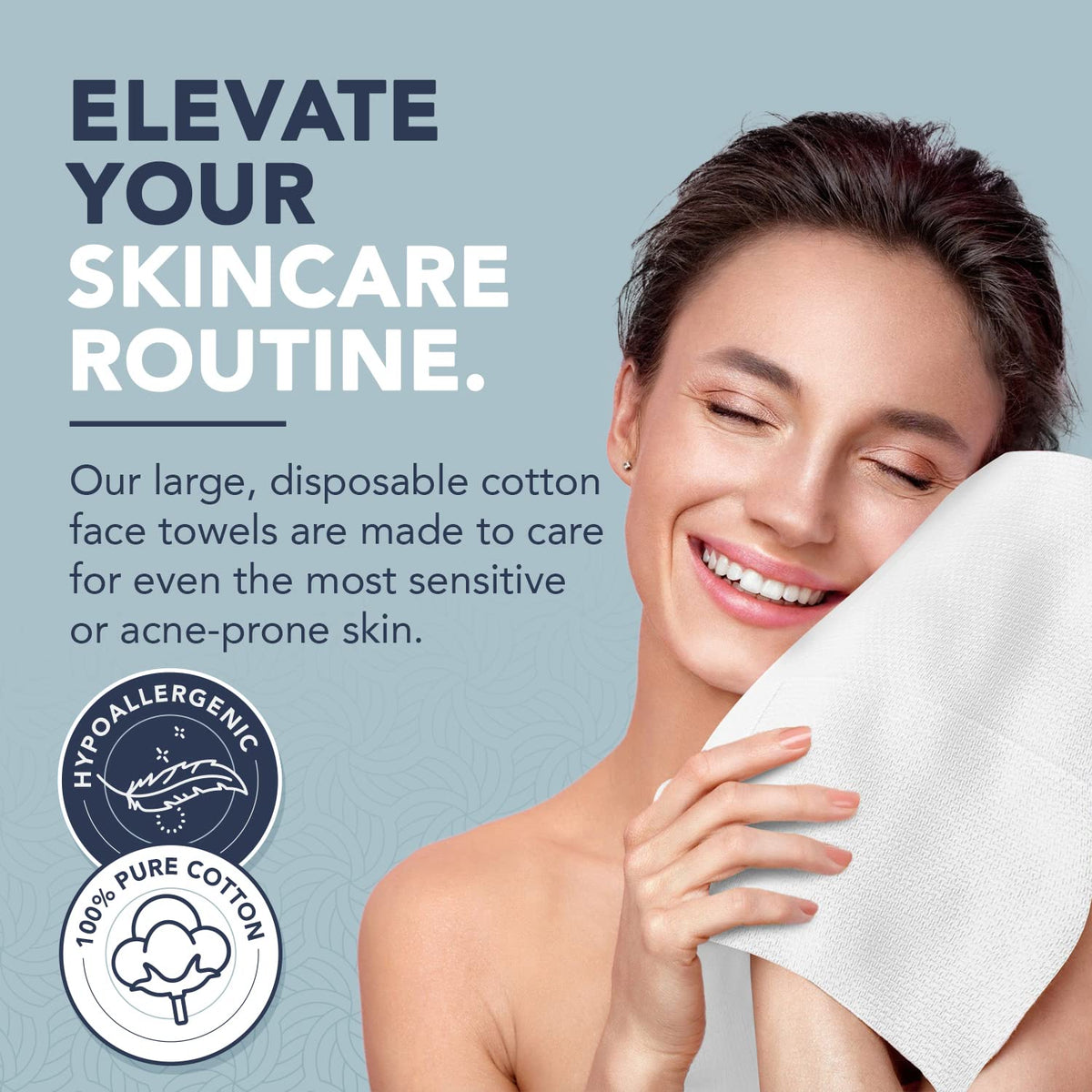 DERMACOTTON towel in hand for size and easy handling benefit