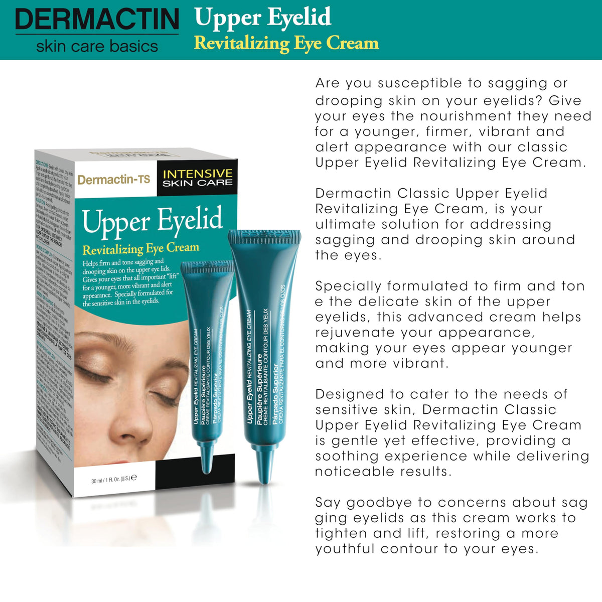 Dermactin cream texture close-up illustrating lightweight, fast-absorbing finish