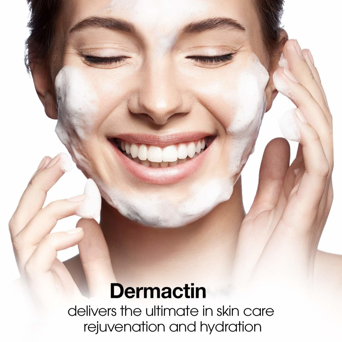 Dermactin formula droplet on skin close detail showing lightweight, fast-acting texture