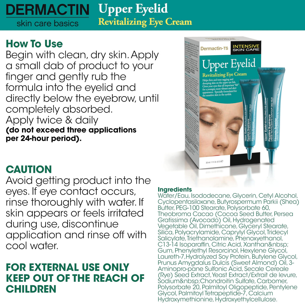 Dermactin packaging label detail highlighting product name and usage clarity