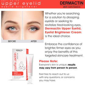 Dermactin small pea-sized application on upper eyelid to demonstrate precise use