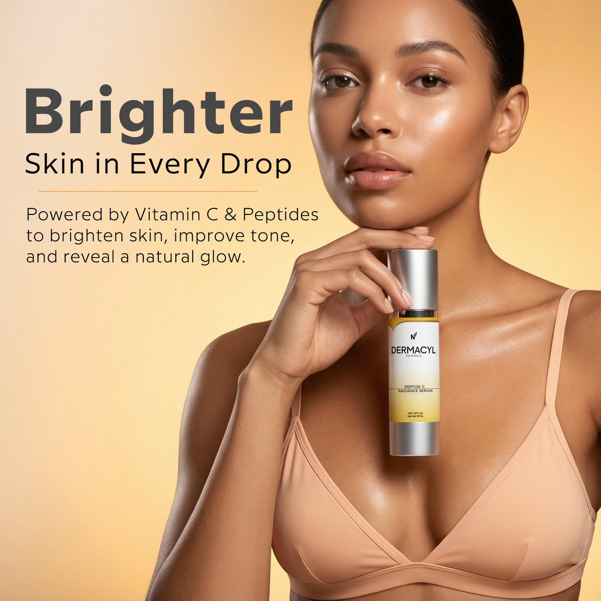 Dermacyl close-up of peptide complex to emphasize firming support