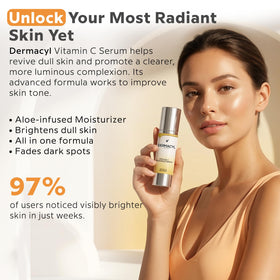 Dermacyl ingredient visual with vitamin C and hyaluronic acid benefits