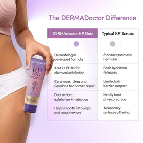 DERMAdoctor bottle on bathroom shelf styled for everyday routine visibility