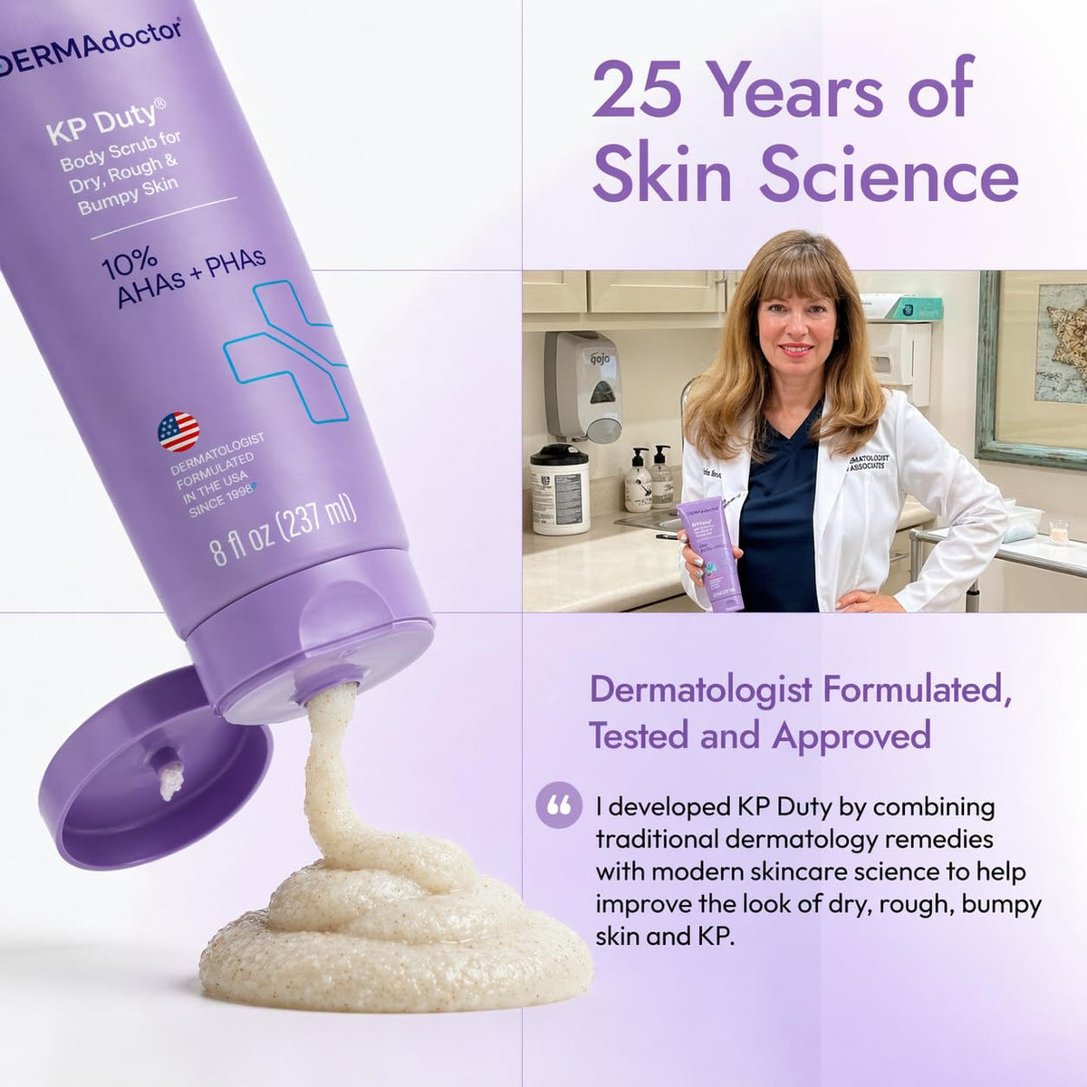 DERMAdoctor before and after photo illustrating improved texture and reduced bump appearance