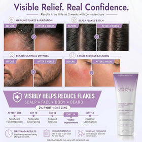 DERMAdoctor dispensing milky texture, gentle cleanse without stripping benefit