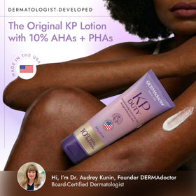 DERMAdoctor creamy lotion texture close-up demonstrating smooth spreadability